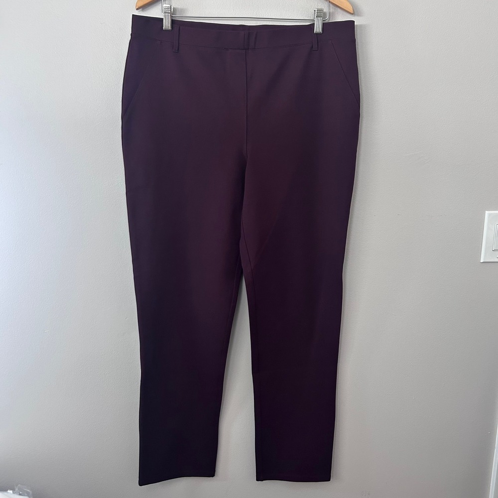 Quince Ultra-Stretch Ponte Pants Womens XL Burgundy Straight Leg High Rise